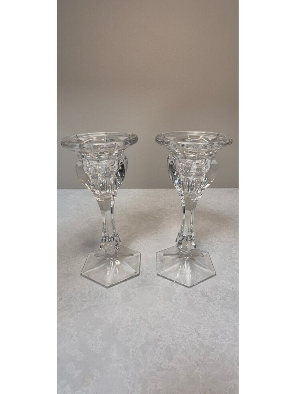 Vintage Royal Doulton Crystal 8.5" Candlestick Holders - Matching Pair